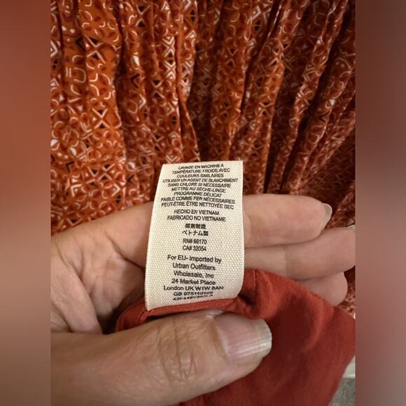 Free People Sundown Babydoll Short Mini Dress Orange Size Medium with pockets! - Picture 5 of 8